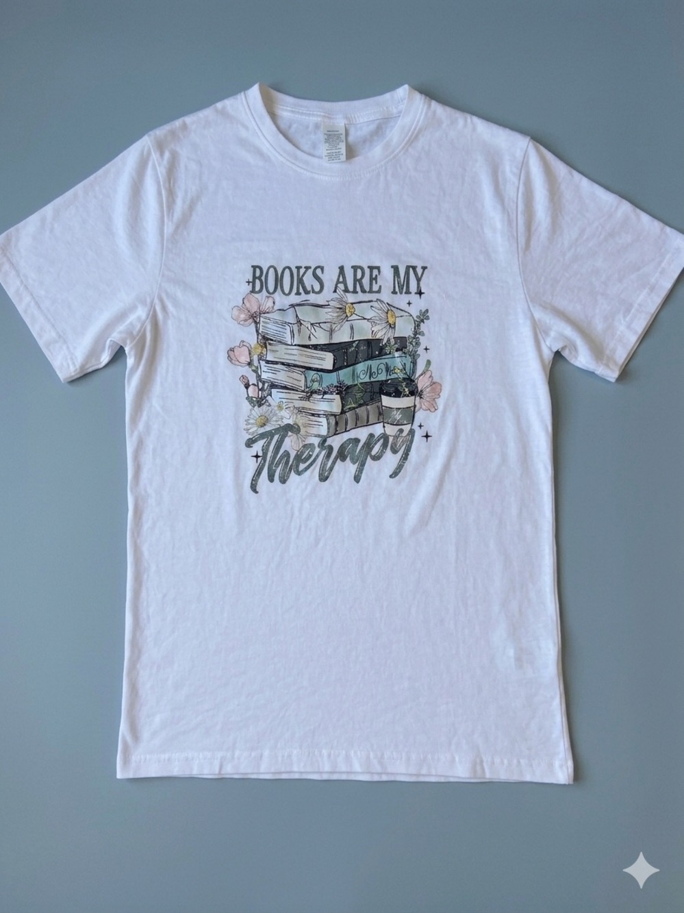 Books Are My Therapy Graphic Tee - White